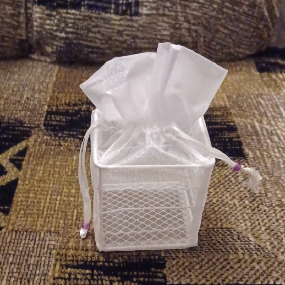 4/$30 White Mesh Gift Bag with Drawstring